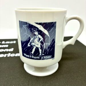 Morton Salt “When It Rains It Pours” Pedestal Coffee Mug 1921 Collectible Logo